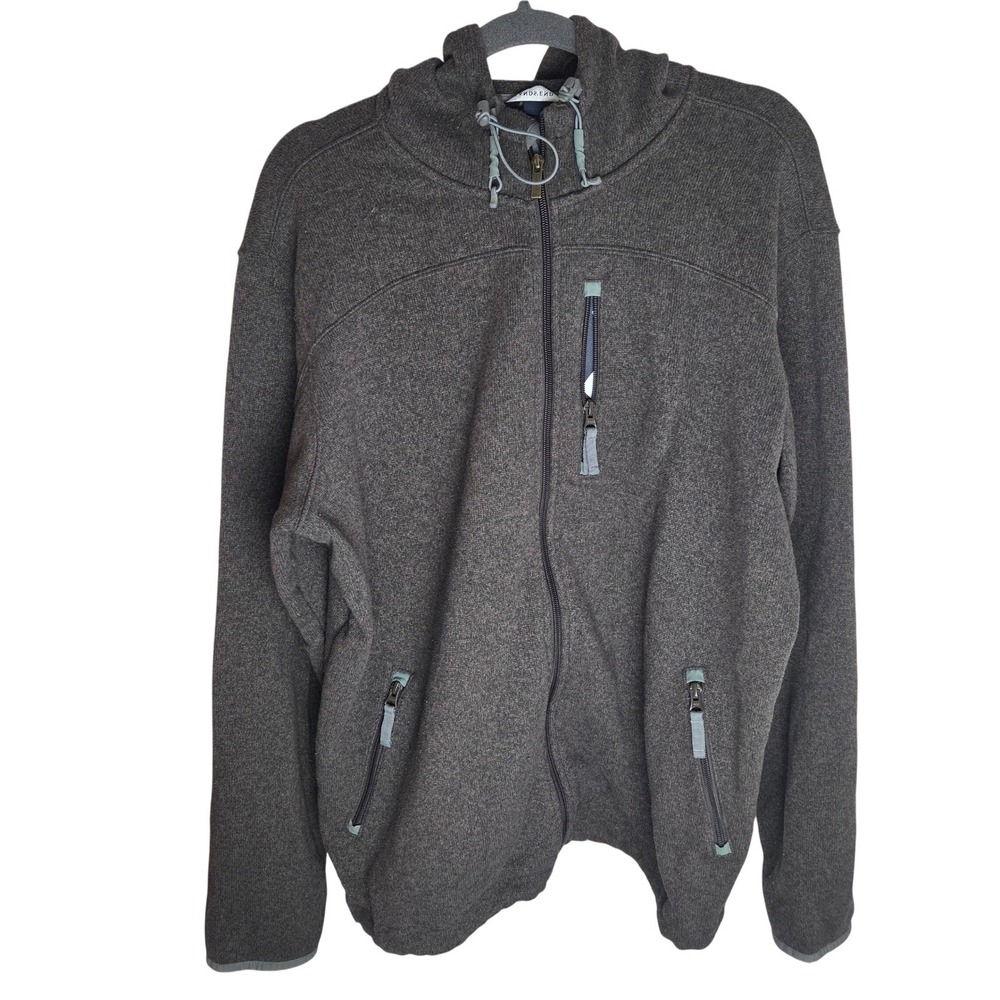 Lands‎ End Mens XL Full Zip Fleece Hoodie Sweater Knit Jacket Gray RN62830